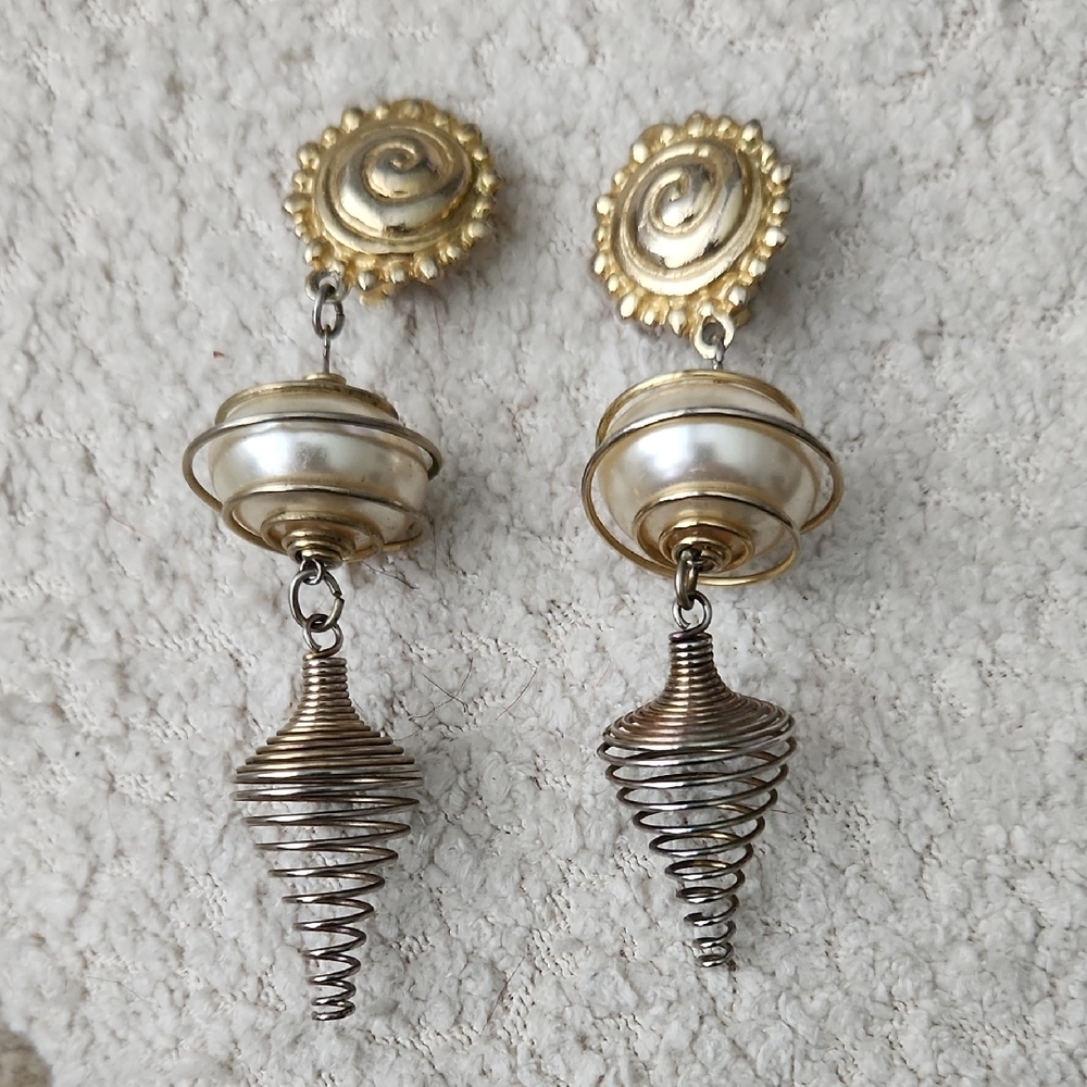 Elegant Gold and Silver Spiral Earrings